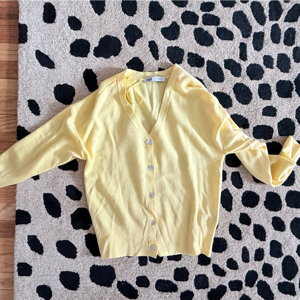 Zara Lemon Button-Up Cardigan